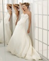 A-line Sweetheart Cathedral Train Satin Beading Wedding Dress supplier