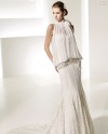 Elegant Trumpet Mermaid High Neckline Low Rise Cathedral Train Lace Chiffon Wedding Dress