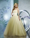 Ball Gown Strapless Yarn Floor-length Beading Ruffled Wedding Dress