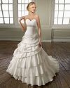 Sweetheart Strapless Satin Cathedral Train Layers Flounces Beading Wedding Dress