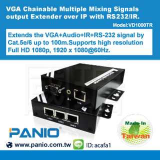 1000M VGA Chainable Multiple Mixing Signals output Extender over IP