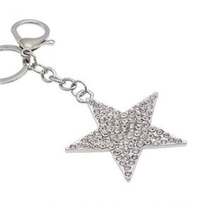 Silver Star Shape Shiny Rhinestone Handbag Keyrings