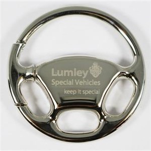 3D Car Steering Wheel Metal Key Chains Laser Engraved Keyring Items For Car Company