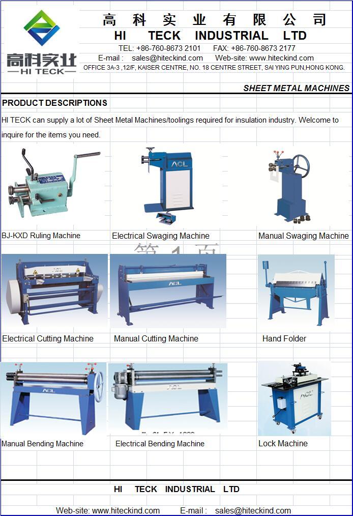 Sheet Metal Machines, Toolings