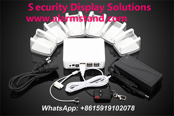 6 port Security Alarm Control System Tabletop Acrylic Display Cable Lock for smart Mobile cell phone
