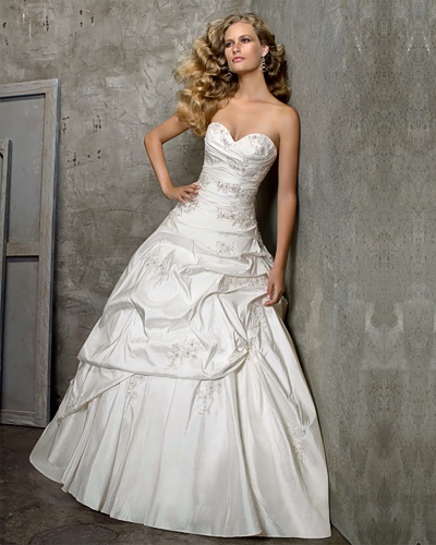 Princess Ball Gown Sweetheart Cathedral Train Taffeta Beading Embroidery Wedding Dress