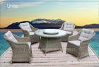 5 Piece Poolside Rattan Table And Chairs Set With Cushion / Rotary Tabletop