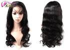 Long Black Body Wave Human Hair Full Lace Front Wigs , Natural Hairline Lace Front Brazilian Hair Wi