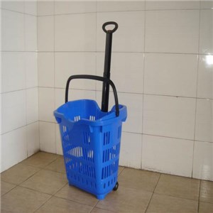2016 Wholesale Supermarket Plastic Rolling Shopping Baskets