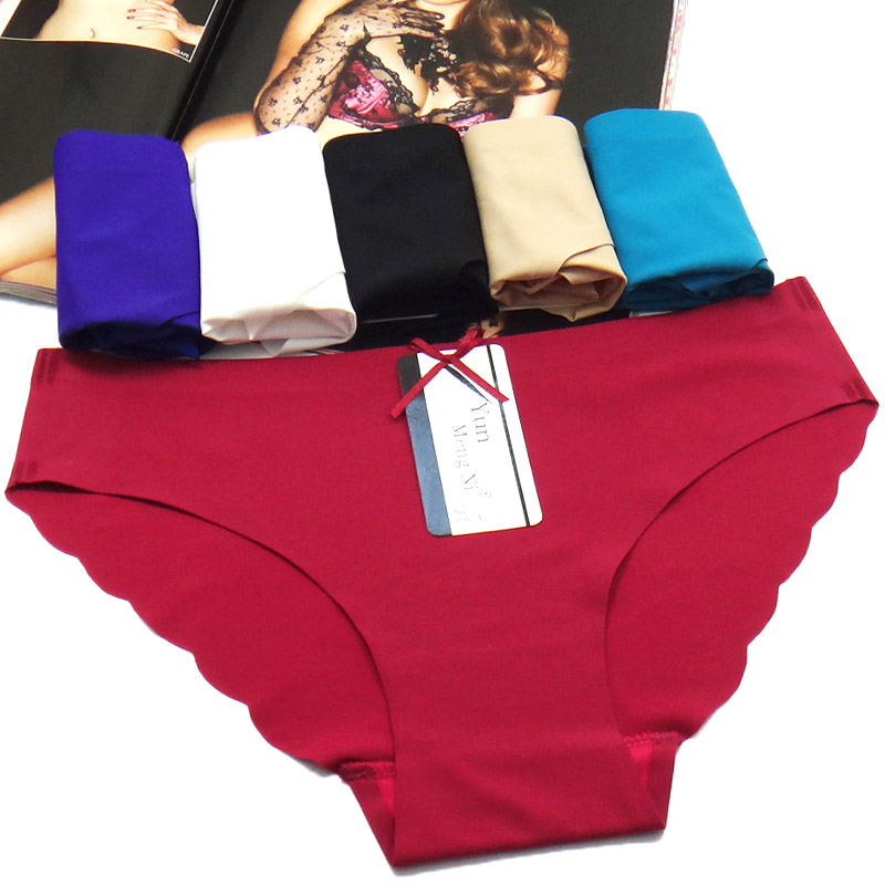NEW! Ice Silk Seamless Cheeky Panty Simple style Sexy lingerie Side wave pattern Ladies Panties