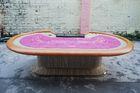 Indoor Baccarat Gambling Poker Table Pink Felt With Stable Base Plate