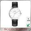 Unisex Men& acute;S Gold Leather Watch , Wide Stainless Steel Leather Watch Big Faced