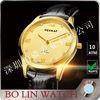 Unisex Big Faced Women& acute;S 18K Solid Gold Watch With Genuine Leather Strap