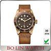 Original Swiss Movt Bronze Mens Watches With Leather Strap Super C3 Lunimous