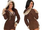 Faux Suede Party Adult Costumes , Sexy Women Daring Eskimo Adult Halloween Costumes